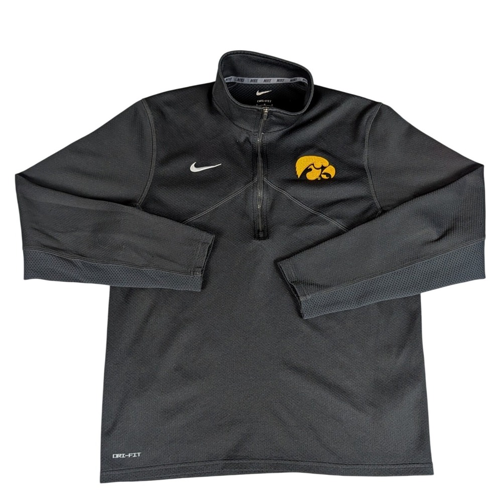 Nike Iowa Hawkeyes Dri-FIT Black Quarter Zip Pullover Mens M Embroidered Logo